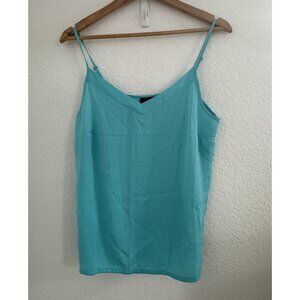 90s Y2K G by Guiliana Satin Babydoll Slip Cami S Teal Spaghetti Strap Beach Chic